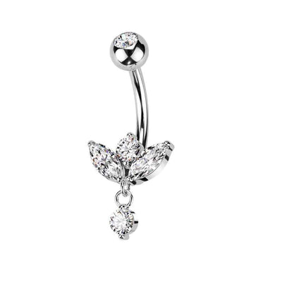 Vintage Crown Zircon Stainless Steel Belly Ring