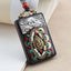 Ethnic Square Alloy Wood Pendant Necklace with Nepalese Thangka Design