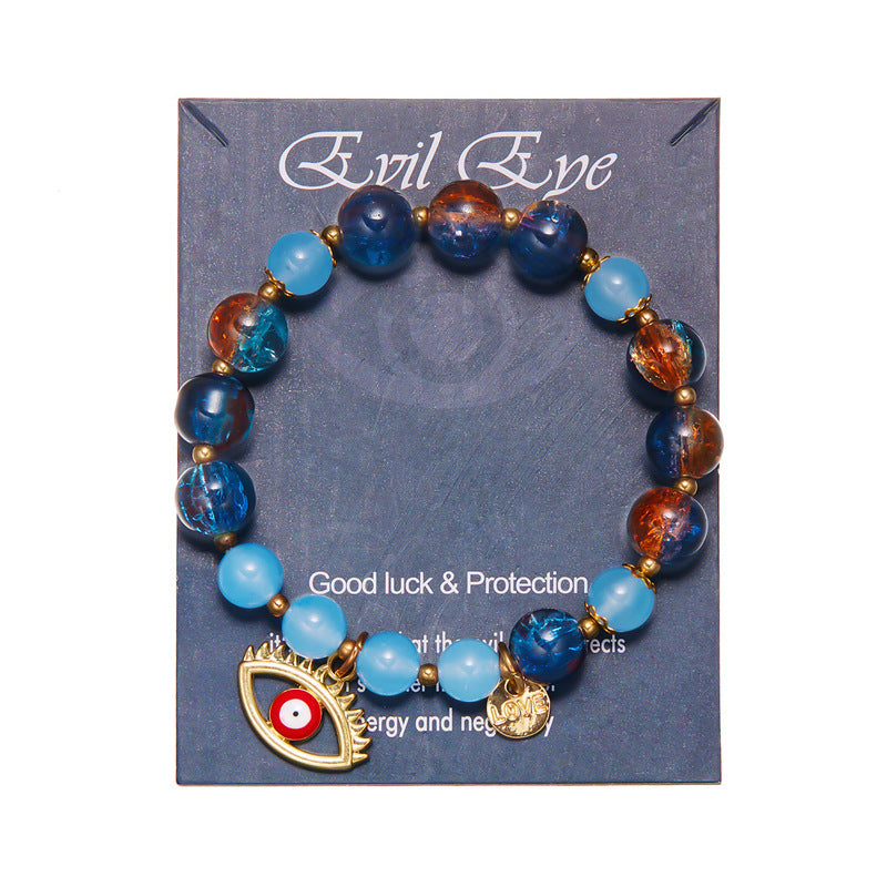 Evil Eye Crystal Beaded Unisex Bracelet