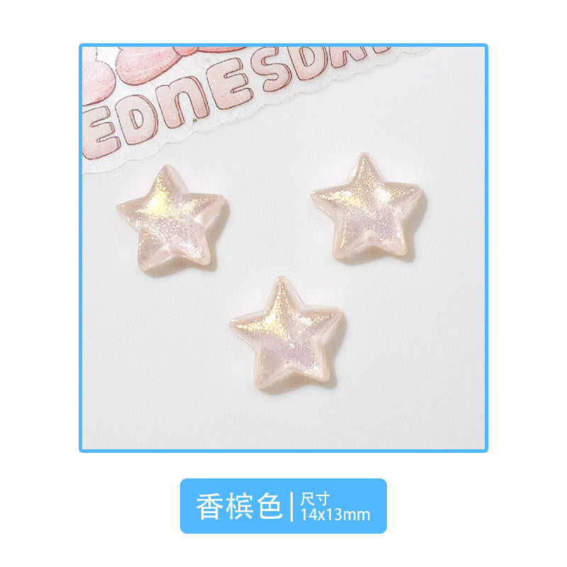 10 PCS/Package 14*13MM Iridescent Star Resin DIY Accessories for Phone Cases and Bracelets