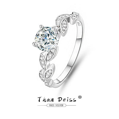 Simple Style Sterling Silver Moissanite Zircon Ring for Women and Men