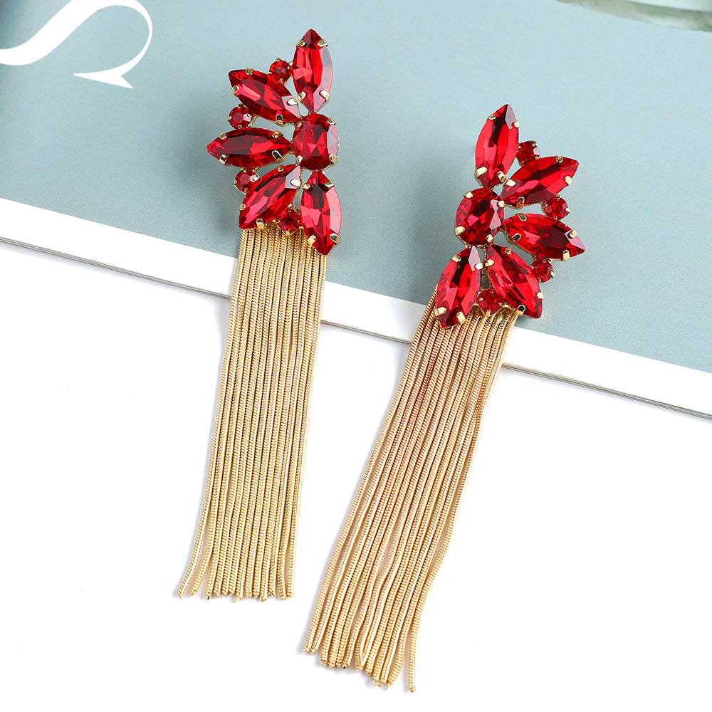 Retro Colorful Acrylic Flower Tassel Drop Earrings for Women