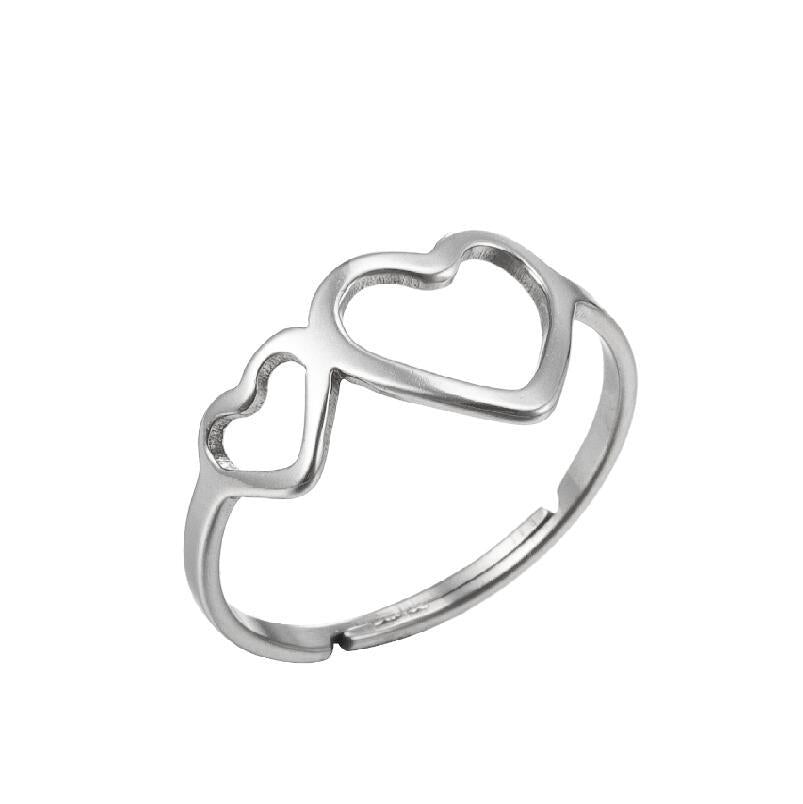 Women's Geometric Heart Stainless Steel Openwork Ring