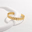 Adjustable Stainless Steel Leaf Design Bangle Bracelet - 18K Gold Plated Cuff