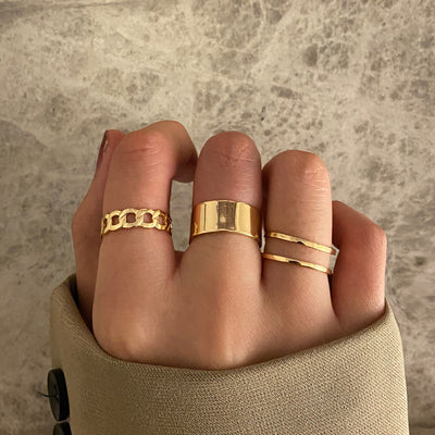 Fashion Geometric Chain Twist Ring Set - Three Pieces