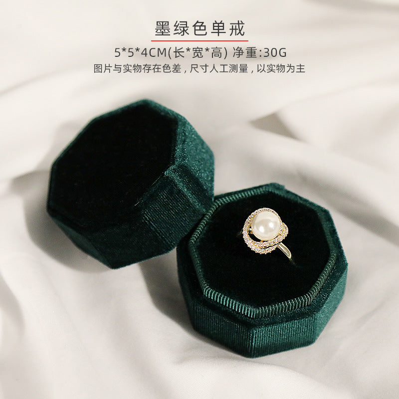 Elegant Solid Color Velvet Jewelry Ring and Earring Storage Box