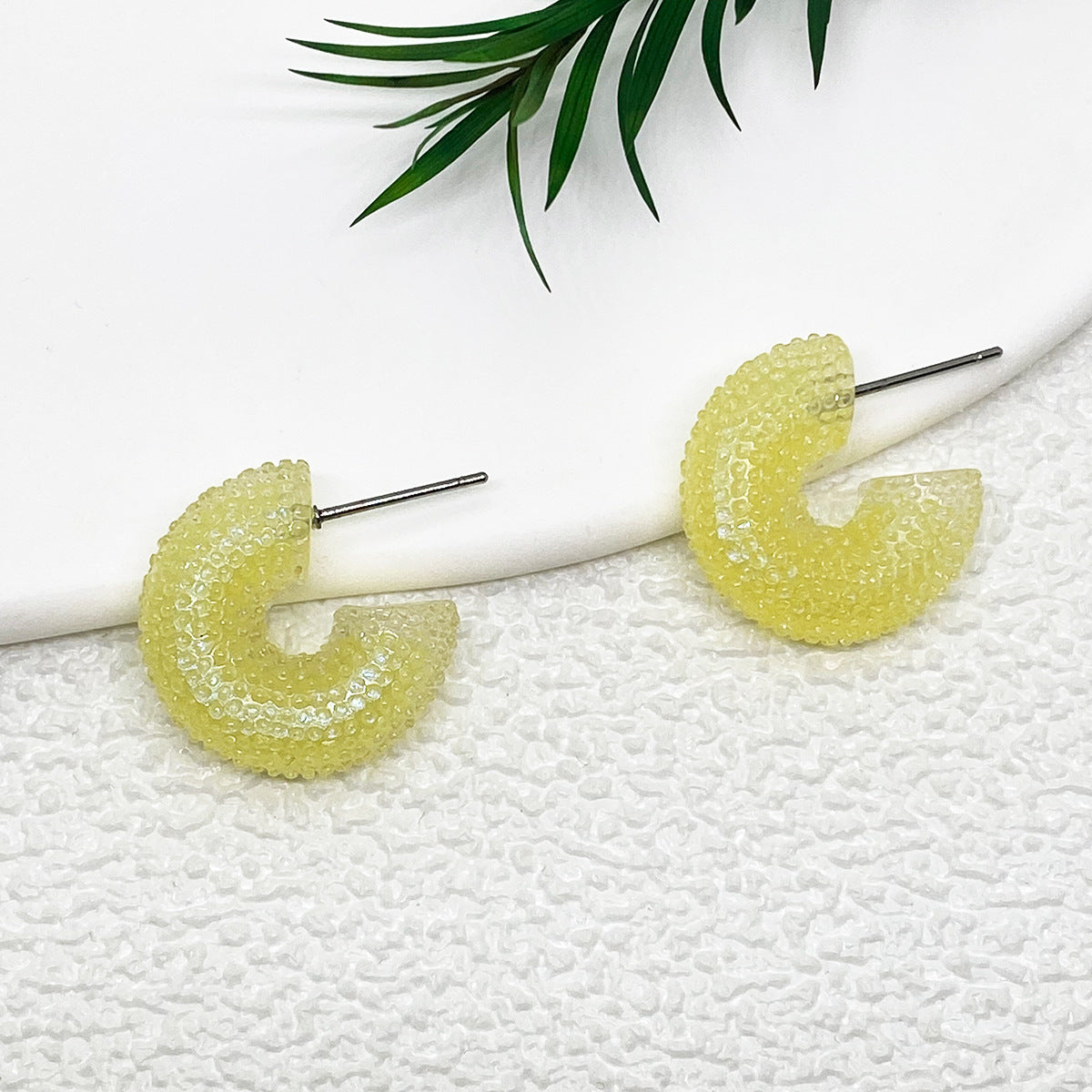 1 Pair Cute C Shape Acrylic Candy Color Earrings