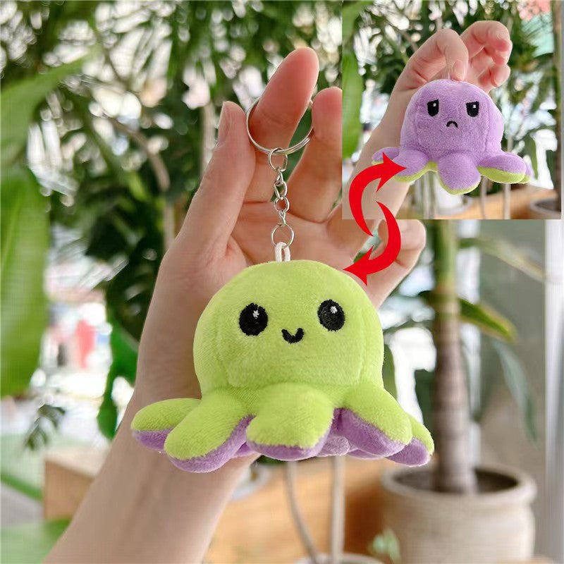 Reversible Octopus Plush Keychain Pendant for Women