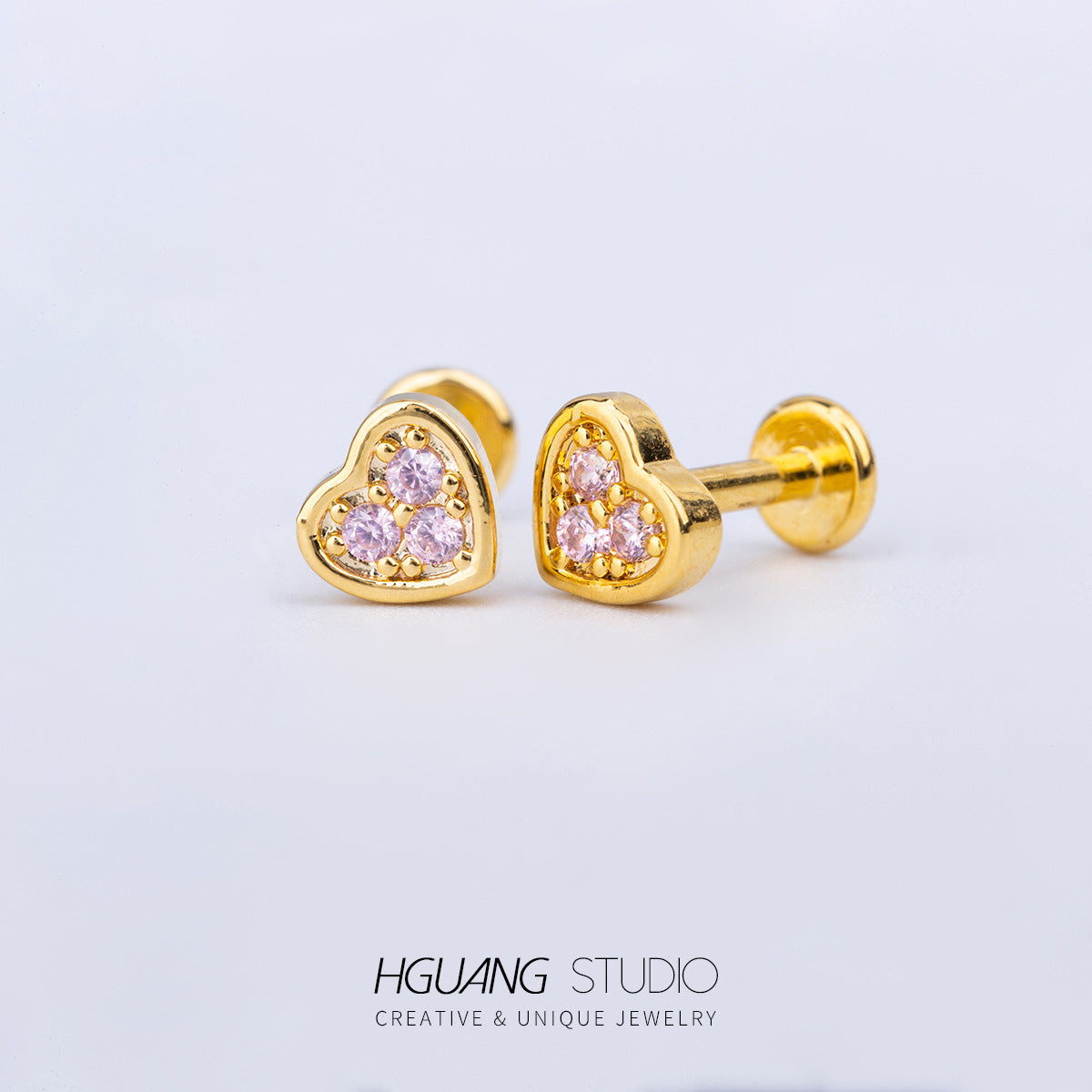 Heart Shape Snake & Butterfly Zircon Titanium Steel Lip and Ear Stud