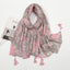 Women's Vintage Bohemian Floral Cotton Linen Print Scarf with Tassels