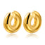 1 Pair Fashion 18K Gold Plated Stainless Steel Oval Hoop Earrings