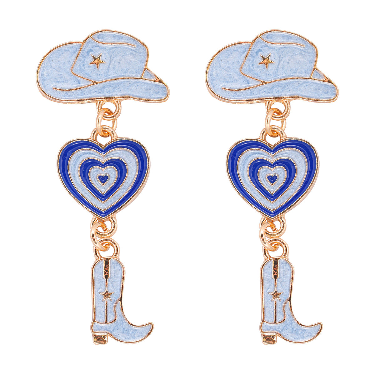 Western Cowboy Hat & Boot Rhinestone Pearl Drop Earrings for Women