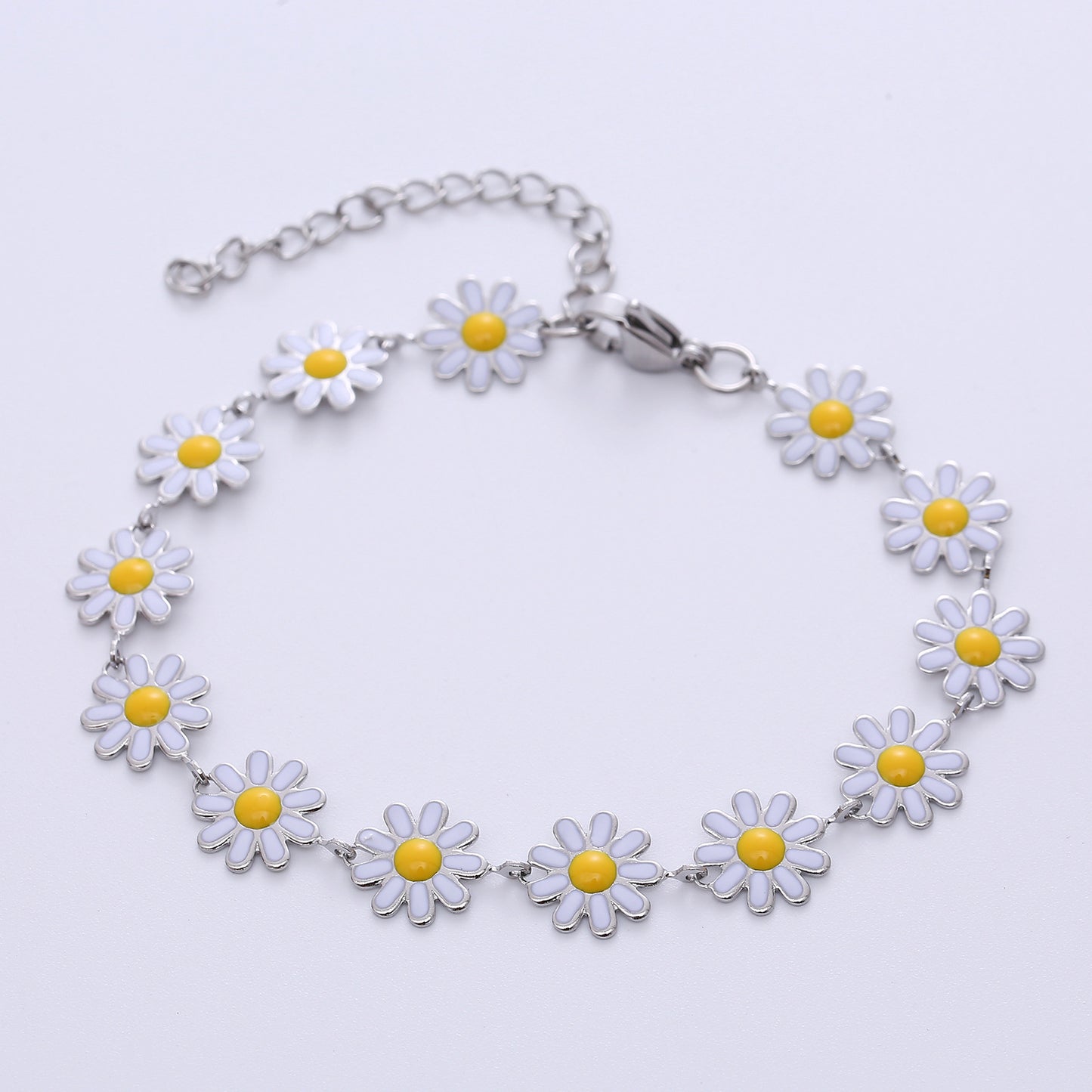 Bohemian Daisy Stainless Steel Epoxy Bracelet