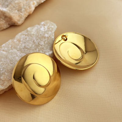 1 Pair Elegant Geometric 18K Gold Plated Stainless Steel Ear Studs