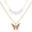 Fashion Butterfly Enamel Pearl Layered Necklace for Women