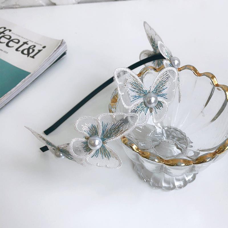 Fashion Butterfly Lace Inlay Pearl Hairband