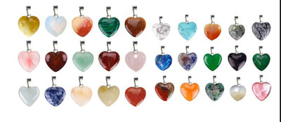 Mixed Color Heart Stone Pendant DIY Accessories - 20 Colors Pack with Hanging Rope Option