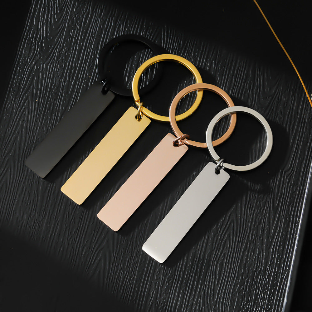 Simple Style Solid Color Stainless Steel Customizable Pendant Keychain