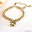 Copper Gold Plated Adjustable Initial Letter Beaded Bracelet for Women