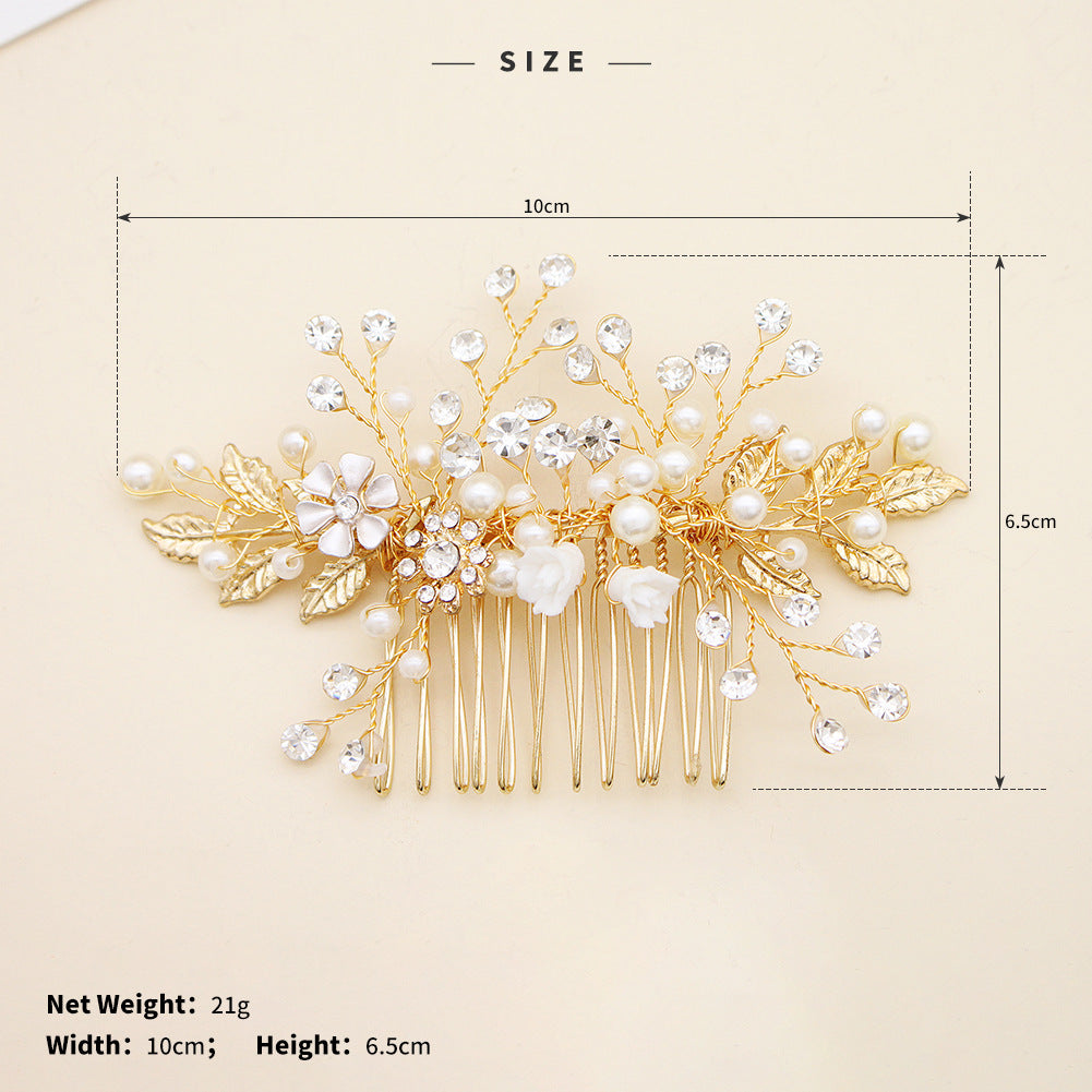 Handmade Alloy Pearl Bridal Hair Comb Wedding Party Headdress Accessories