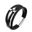 IG Style Retro Cross Stainless Steel Braided Leather Magnetic Clasp Men's Bracelet