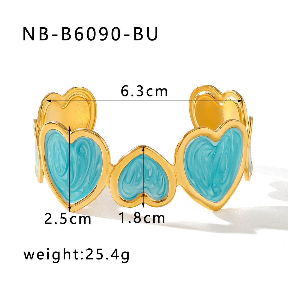 Classic Heart Cuff Bracelet - 18K Gold Plated Stainless Steel, Dripping Titanium Steel, Adjustable Luxury Design