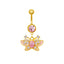 Elegant Sun & Moon Butterfly Belly Ring - 316 Stainless Steel with Rhinestones and Gold Plating