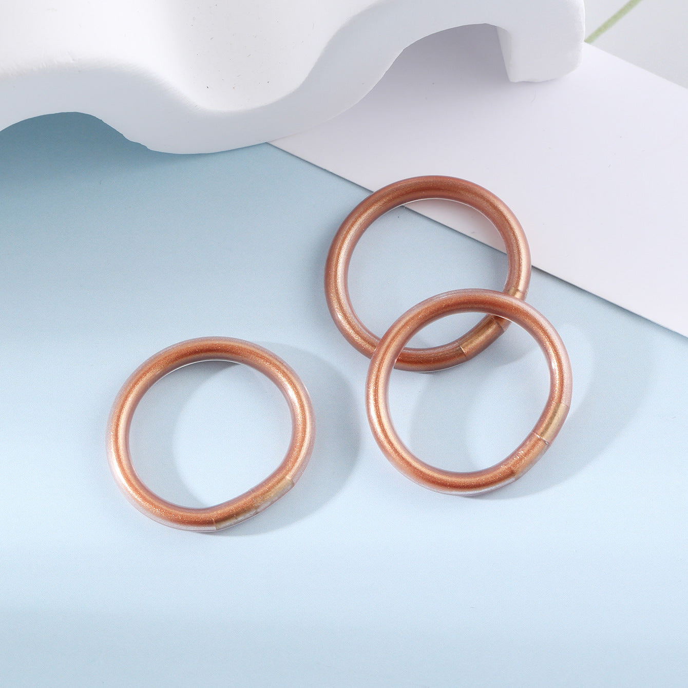 Basic Solid Color Plastic Women's Rings Set with Gold Foil Accents