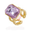 Simple Square Gemstone Adjustable Open Ring for Women