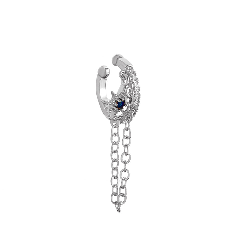 Simple Zircon Star Chain Ear Cuff Clip