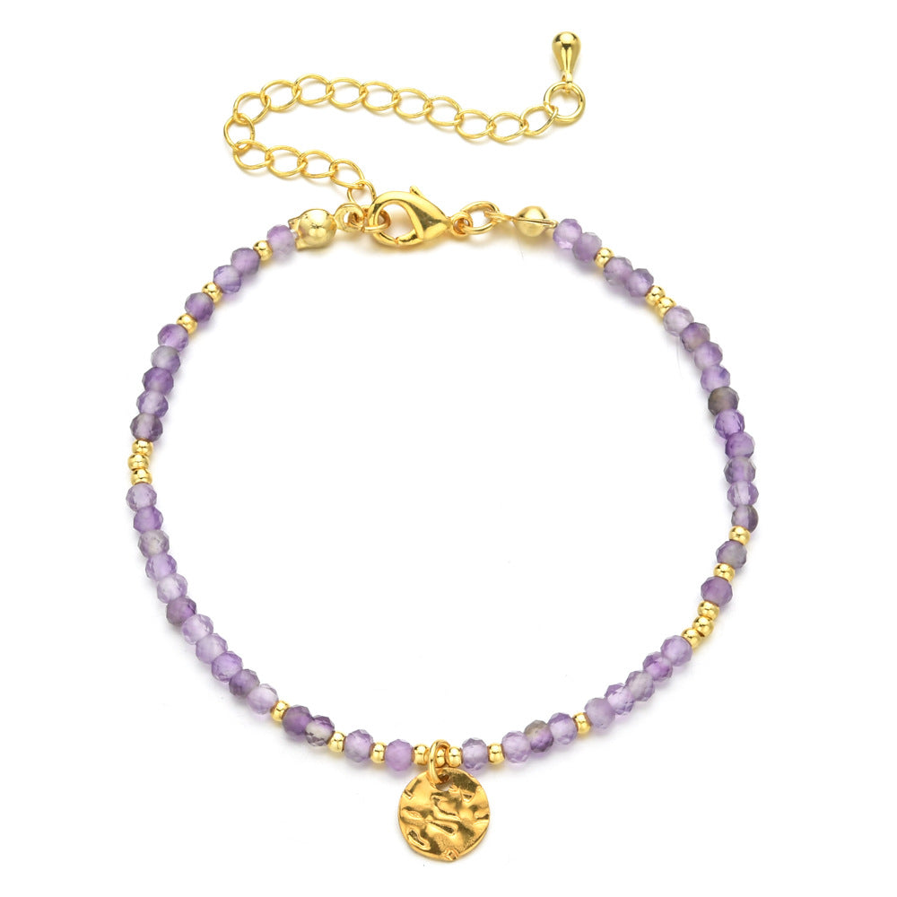 Modern Geometric Natural Stone Beaded Bracelet with Stainless Steel and Crystal Accents