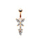 Rose Gold Plated Zircon Butterfly & Snowflake Belly Ring with Rhinestones