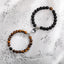 Fashion Round Stainless Steel Natural Tiger Eye Stone Magnetic Couple Bracelets