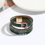 Simple Bohemian PU Leather Bracelet with Artificial Diamond and Magnetic Clasp