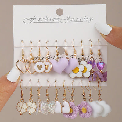 Princess Cute Heart Shape Flower Mushroom Alloy Plastic Girl'S Drop Earrings