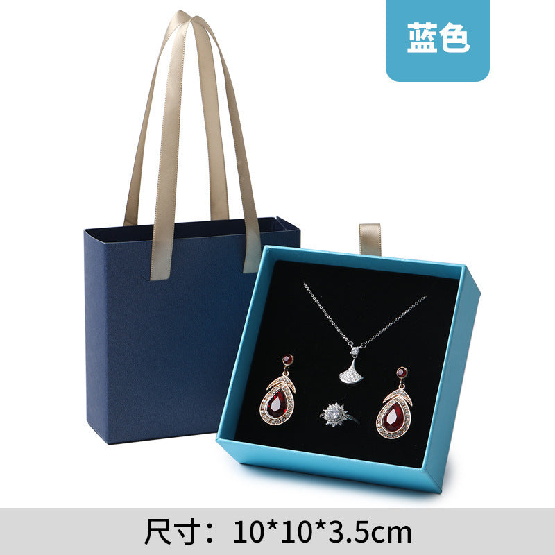 Simple Solid Color Jewelry Packaging Set - Ring, Earring, Necklace Gift Boxes