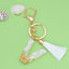 Fashion Letter Tassel Alloy Epoxy Crystal Keychain Pendant