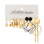 Retro Geometric Pearl and Alloy Earrings Set - 5 Pairs