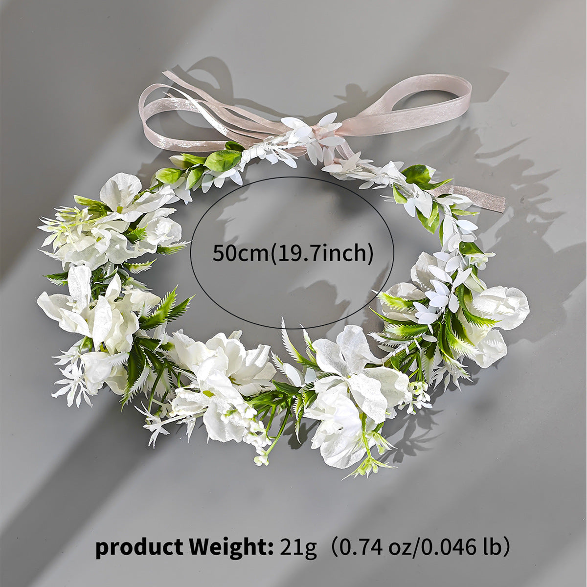 Floral Fabric Hairband Bridal Wedding Photo Shoot Accessory - White