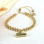 Copper Gold Plated Adjustable Initial Letter Beaded Bracelet for Women