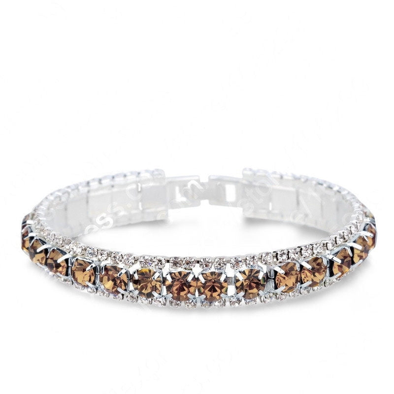 Elegant Rhinestone Copper Bangle Bracelet for Weddings