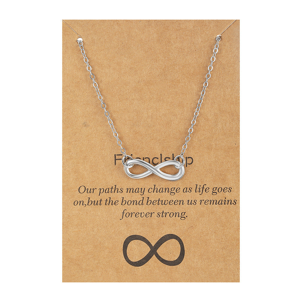 Creative Pearl Feather Clavicle Chain Retro Letter Paper Card Butterfly Elephant Cat Alloy Necklace