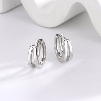 1 Pair Lady Simple Style Geometric Plating Sterling Silver Earrings