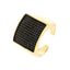 Shiny Square Zircon Gold Plated Wide Band Open Ring