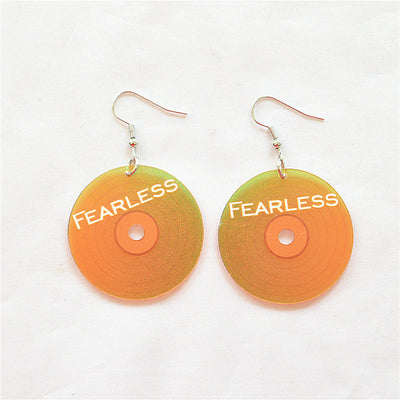 Preppy Style Sweet Round Letter Acrylic Metal Gold Plated Vinyl Record Drop Earrings