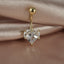 Streetwear Heart Shape Zircon Stainless Steel Belly Ring 14G Piercing Jewelry