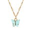 European Acrylic Butterfly Pendant Necklace with Creative Pearl Clavicle Chain