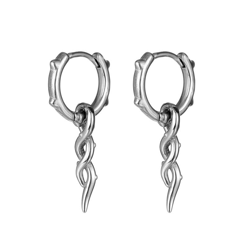 Punk Geometric Titanium Steel Men's Twisted Knot Drop Earrings