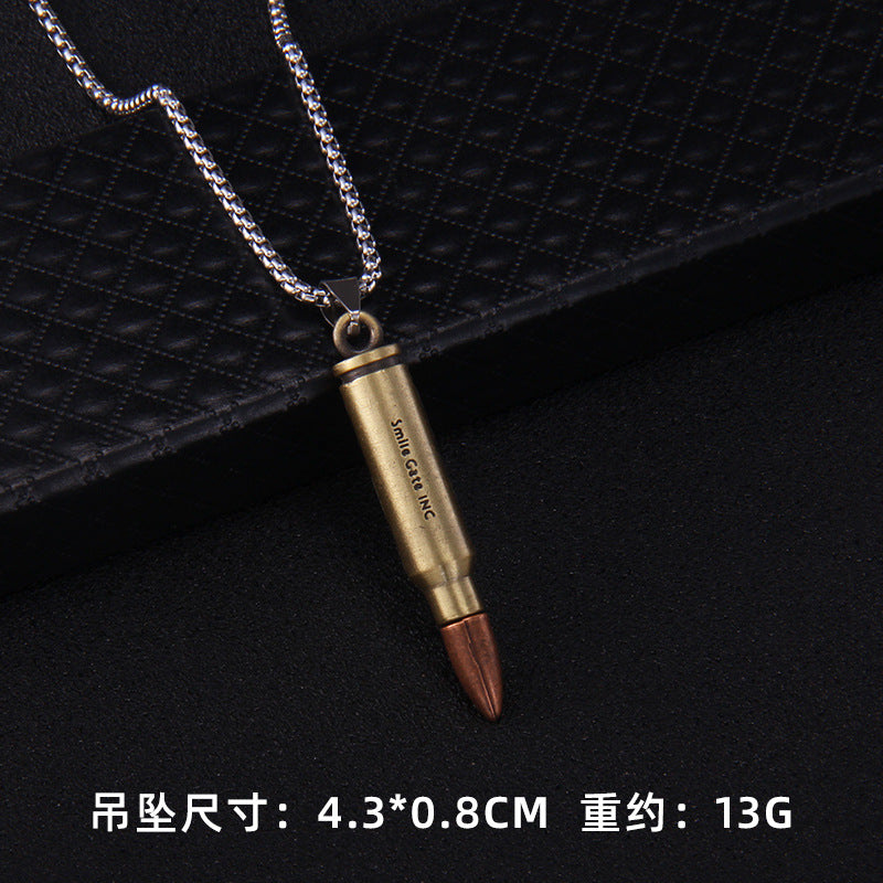 Punk Bullet Stainless Steel Pendant Necklace with Retro Hip Hop Style