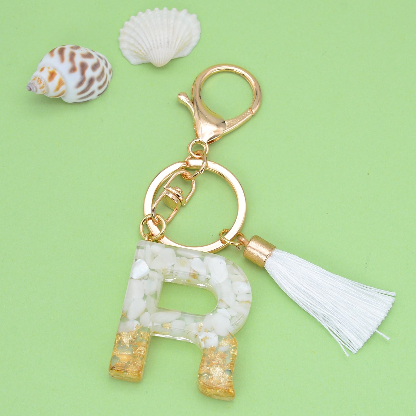 Fashion Letter Tassel Alloy Epoxy Crystal Keychain Pendant